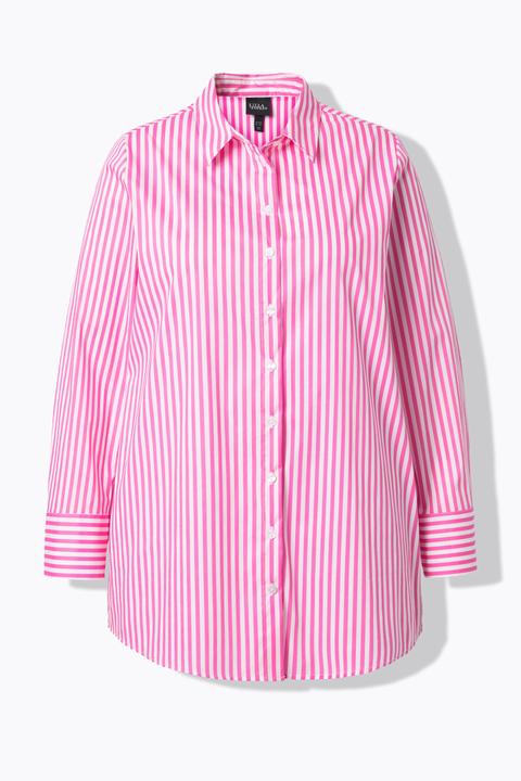 Immagine prodotto Ulla Popken Blusa elasticizzata con righe, collo da camicia e maniche lunghe (56)