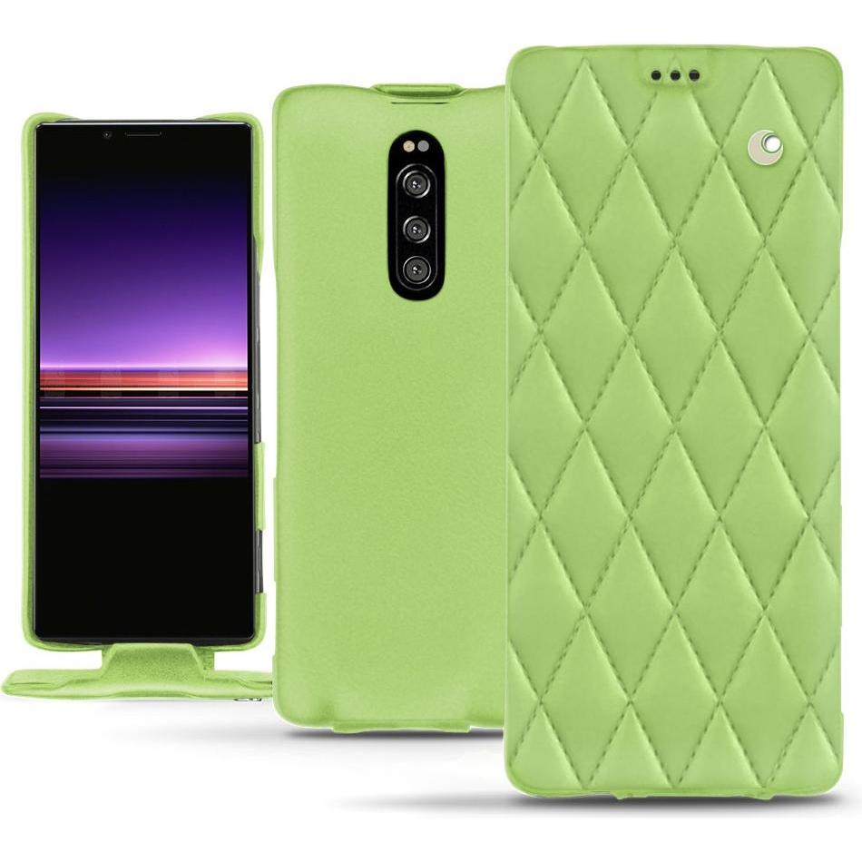 Noreve Lederschutzhülle vertikal (Sony Xperia 1), Smartphone Hülle, Grün