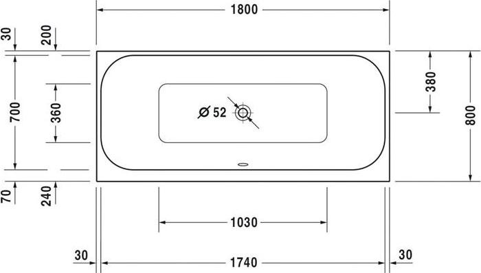 Immagine prodotto Duravit Vasca rettangolare doppia Happy D,2 80 x 180 cm bianca liscia 7003140000000 (190 l, 180 cm, 80 cm)