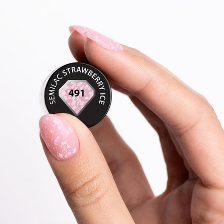 Image du produit Semilac Vernis à ongles UV hybride 491 Strawberry Ice 7ml (491 Glace à la fraise, Vernis semi-permanent)