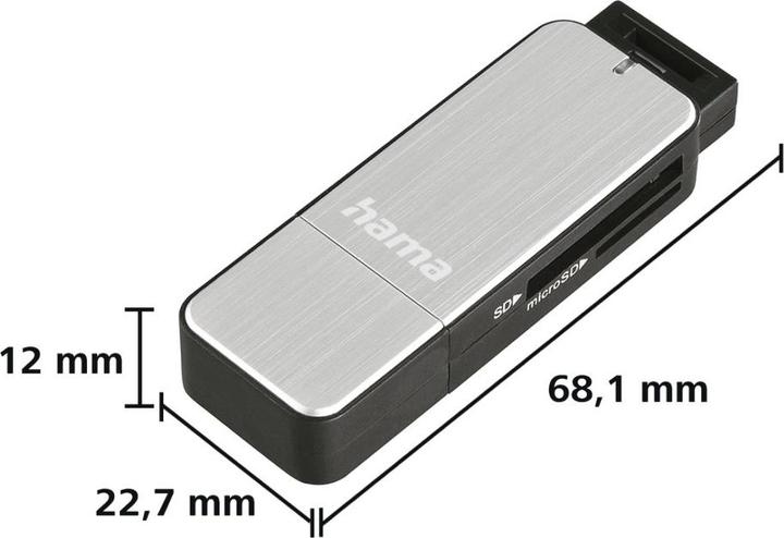 Produktbild Hama USB-3.0-SD-/microSD-Kartenleser, Silber (USB 3.0)