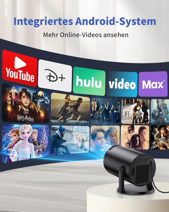 Actual product image Yoton Mini Beamer ‎Y4PRO mit Wi-Fi6/Bluetooth, 1080P-Unterstützung (HD, 200 lm)