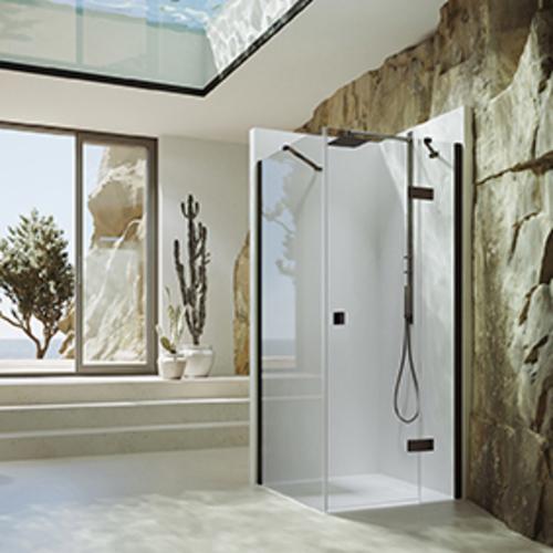 Actual product image Hüppe SolvaPro pivot door partially framed, 4-corner, with fixed segment, right-fixing, width: 900m (211 cm, 90 cm)