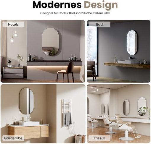 Actual product image Emke Oval Bathroom Mirror 40*70cm, HD Wall Mirror For Bathroom/Hallway, Vertical/Horizontal