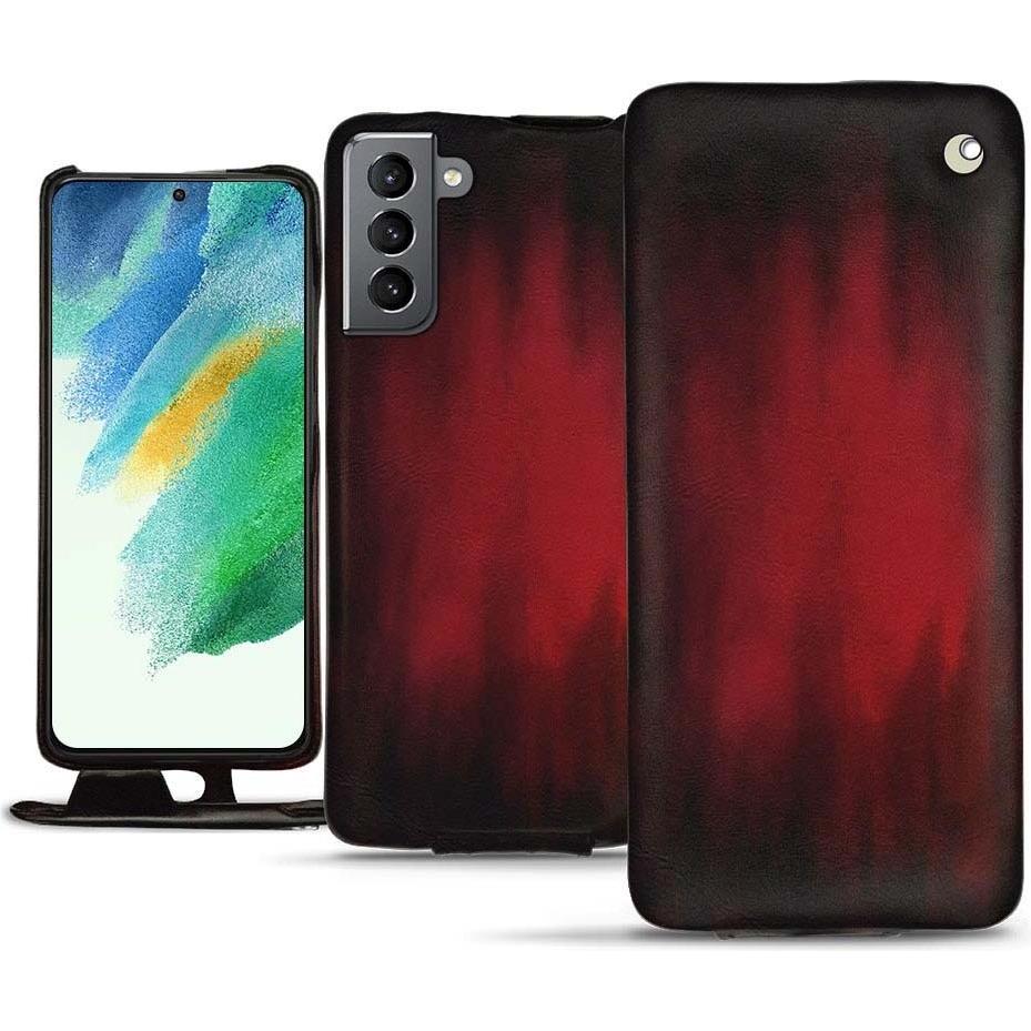 Noreve Lederschutzhülle vertikal (Samsung Galaxy S21 FE), Smartphone Hülle, Rot