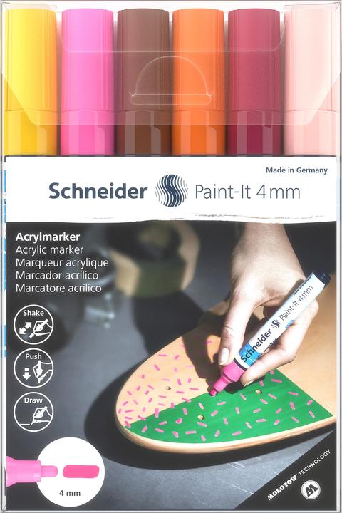 Image du produit Schneider 6 marqueurs acryliques Paint-It 320 V3, couleurs assorties 4,0 mm (6x)