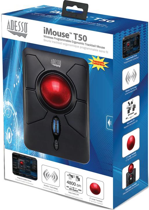 Produktbild Adesso iMouse T50 Maus RF Wireless Trackball 4800 DPI Beidhändig (Kabellos)