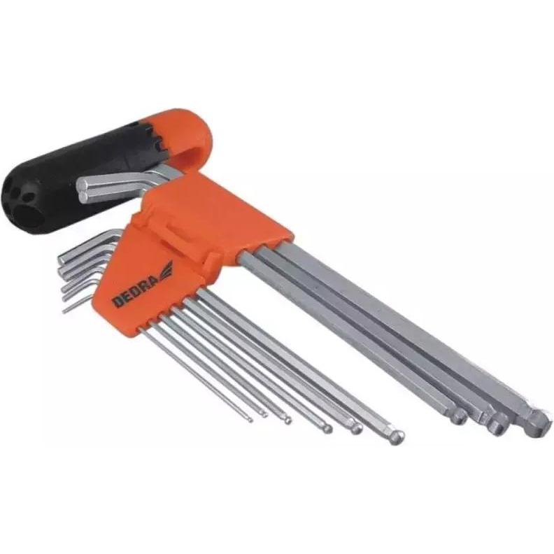 Dedra, Sechskantschlüssel, Satz Innensechskantschlüssel Typ L 1,5-10 mm mit Kugel 9-tlg. (0653)