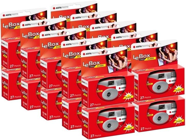 AGFAPHOTO AGFA PHOTO 601020 Disposable camera LeBox Flash 27 photos 31mm optical lens gray and red