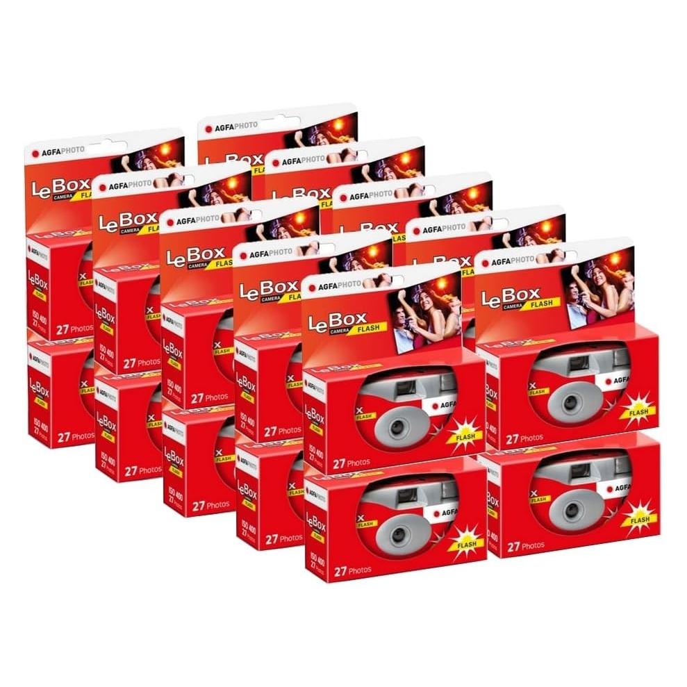 Agfaphoto Agfa Photo 601020 Disposable Camera LeBox Flash 27 Photos 31mm Optical Lens Gray And Red, Einwegkamera, Rot, Grau