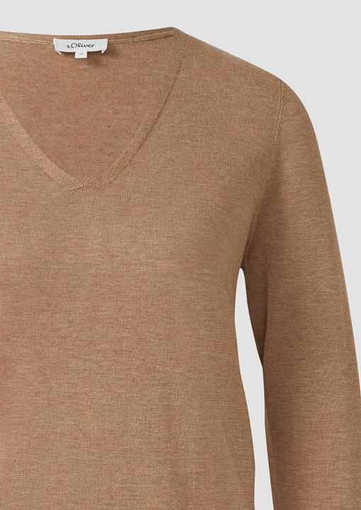 Produktbild S.Oliver Strickpullover Feinstrickpullover mit V-Ausschnitt und Rollkante am Saum (38)