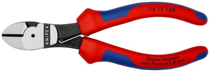 Productafbeelding Knipex Krachtige diagonaalscharen DIN ISO 5749 L.160mm recht w.schuin en openingsveer zwart atram. Kop (160 mm)