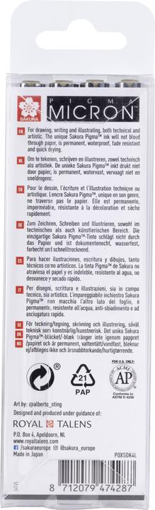 Produktbild Sakura Fineliner Pigma Micron Hellkaltgrau, 4-teilig (Hellkaltgrau, 4x)