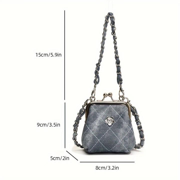 Immagine prodotto Only-Bags.Store Mini borsa a tracolla chic con chiusura a scatto - trapuntata, con design floreale ricamato