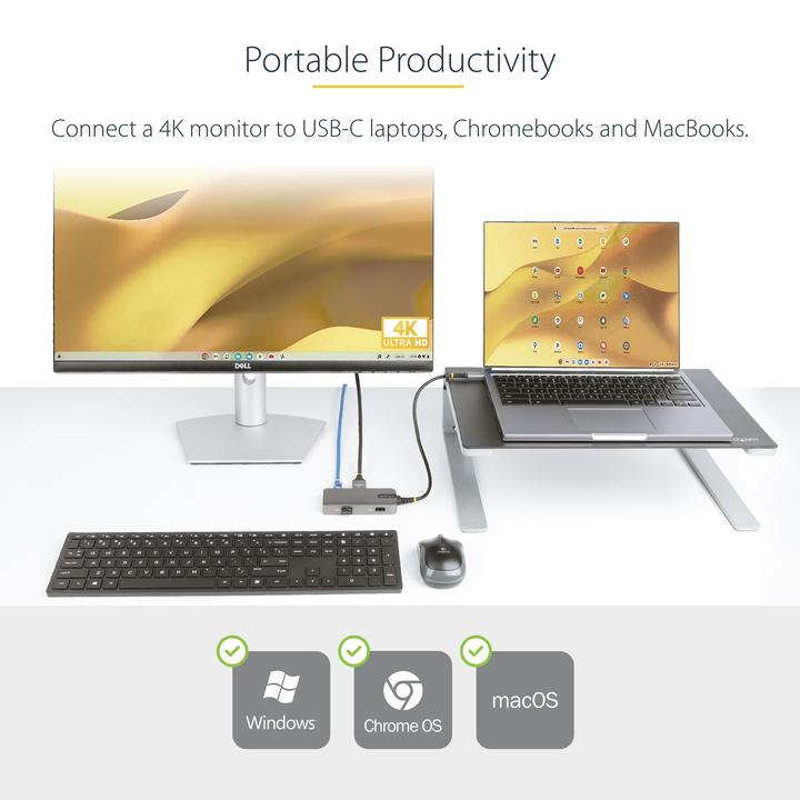 Actual product image StarTech com USB-C Multiport Adapter - 4K 60Hz HDMI - 2 Port USB Hub, 100W PD, GbE - Works with Chro (USB-C)