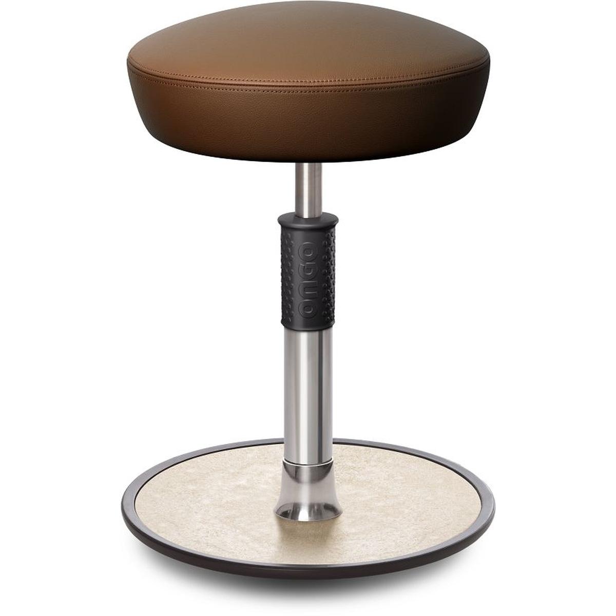 Ongo, Bürostuhl, Sitz- Stehhocker Free Regular Hutsitz Boxmark Leder Braun chrom /cremeweiss