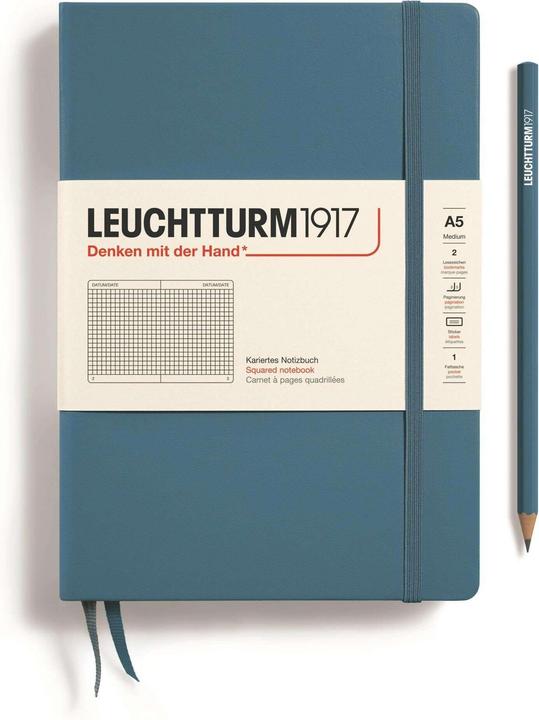 Produktbild Leuchtturm1917 Stone Blue, Medium (A5), 251 S., kariert (145 x 210 mm, Kariert, Harter Einband)