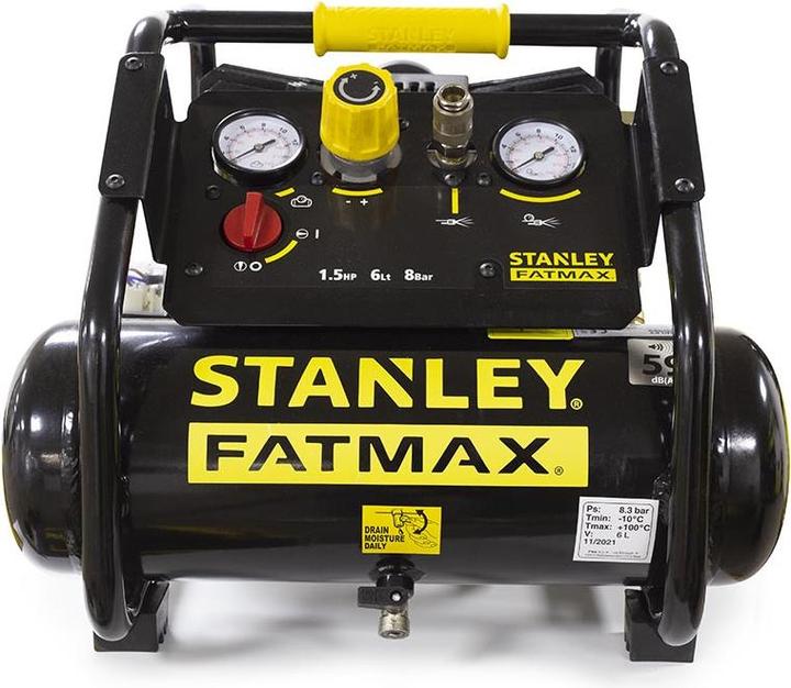 Actual product image Stanley Compressor bezol.WYCISZONY 6l 8b 1.5KM 160l/m.2c,FM (8 bar, 6 l)