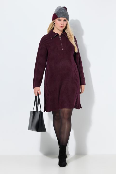 Actual product image Ulla Popken Ribbed Knit Long Sleeve Troyer Collar Dress (42, 44)