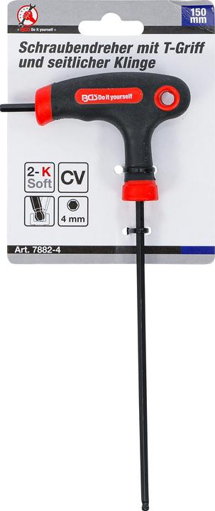 Produktbild BGS Schraubendreher mit T-Griff und seitlicher Klinge Innensechskant mit Kugelkopf 4 mm (Innensechskant)