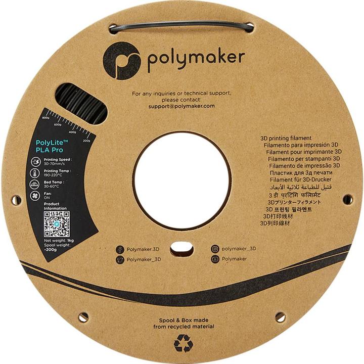 Produktbild Polymaker PolyLite PLA Pro - Black - 2.85mm (PLA, 2.85 mm, 1000 g)