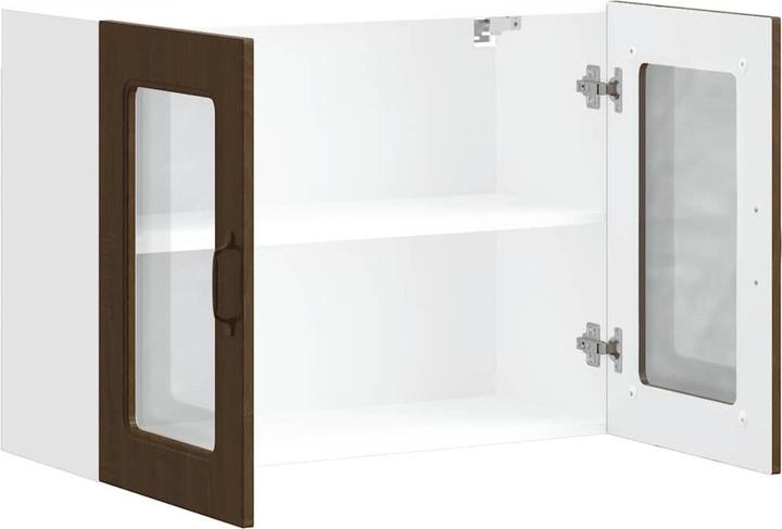 Actual product image vidaXL Kitchen wall unit with glass door Kalmar brown oak-look (80 x 31 x 60 cm)