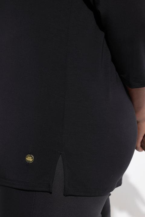 Produktbild Ulla Popken Lyocell-Shirt, Rippdetails, Classic, V-Ausschnitt, 3/4-Arm (50, 52)