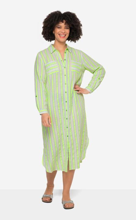 Produktbild Angel of Style Hemdblusen-Midikleid, Streifen, Hemdkragen, 3/4-Ärmel (46)