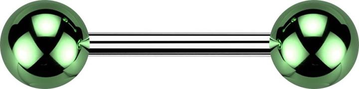 Star Piercing Barbell argent avec deux boules recouvertes de verre vert (sans laiton, Acrylique, Acier chirurgical 316L)
