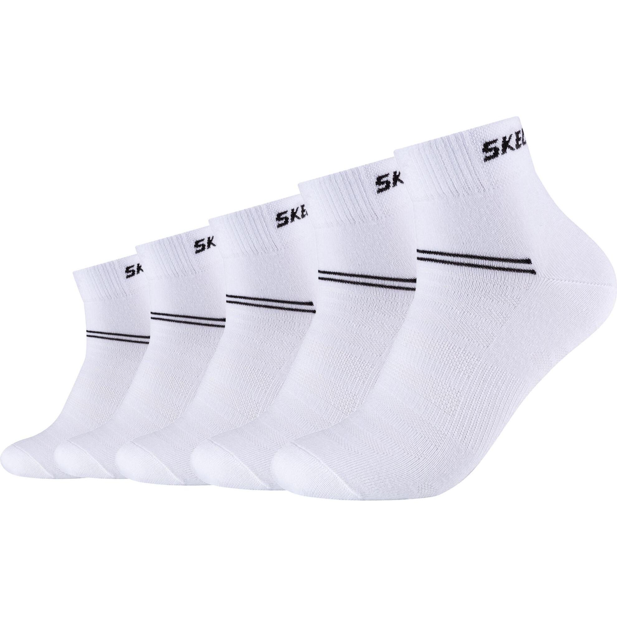 Skechers, Unisex, Socken, Unisex mesh ventilation Quarter 5p, Weiss, (5er Pack, 39, 42)