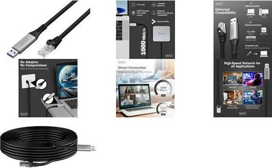 Image du produit Digitus Câble USB 3.2 Gen1 - RJ45 Ethernet, 1Gbit/s, 5m (S/FTP, S/STP, CAT6a, 5 m)