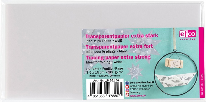 Produktbild Efco Transparentpapier zum Falten "Extra stark" (100 g/m², 32 x)