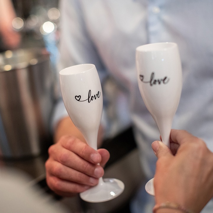 Immagine prodotto Koziol Set di 2 bicchieri da champagne con stampa CHEERS No. 1 LOVE EDITION (10 cl, 1 Occhiali, Bicchieri da champagne)