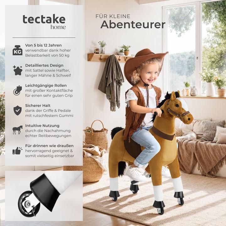 Produktbild tectake Schaukelpferd auf Rollen, Plüsch, realistisches Design