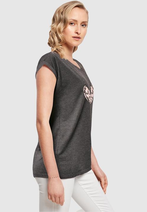 Produktbild Merchcode Ladies Valentines Day - Leopard Heart Extended Shoulder Tee - 117969 (L)