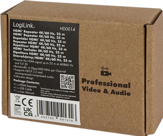 Actual product image LogiLink 4K HDMI Repeater, 25 m