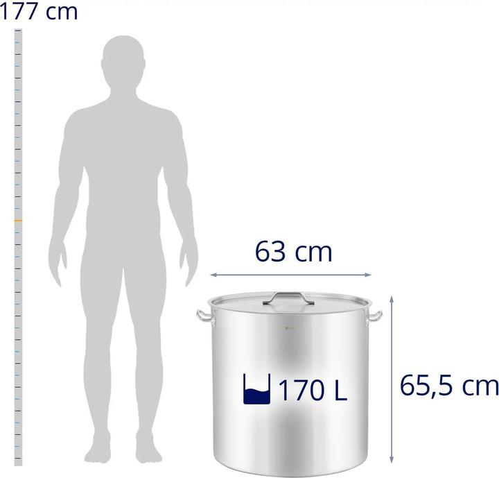 Produktbild Royal Catering Kochtopf Induktion Topf für Induktion Induktionsherd Topf 170 L 600 mm (Kochtopf, Edelstahl, 60 x 65.50 cm)