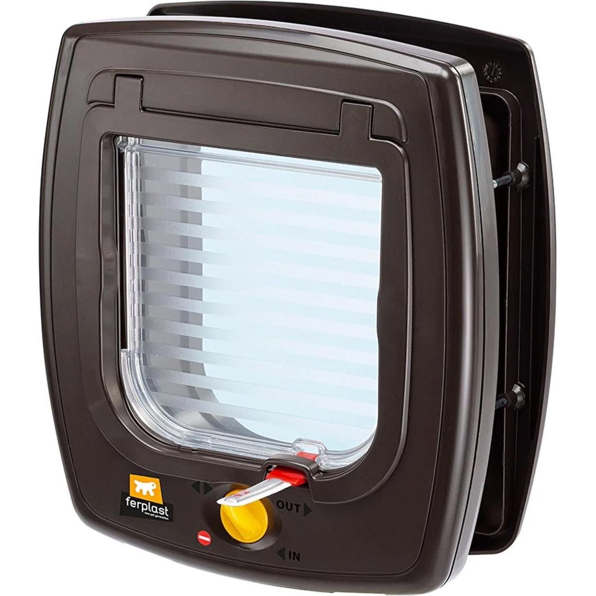 Ferplast Porta per animali Swing 5 Marrone (Gattaiola manuale), Porta per gatti + Rete per gatti