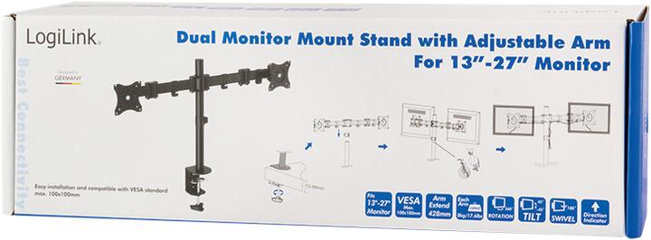 Productafbeelding LogiLink 2-voudige monitor bureaubevestiging (Tabel, 27")