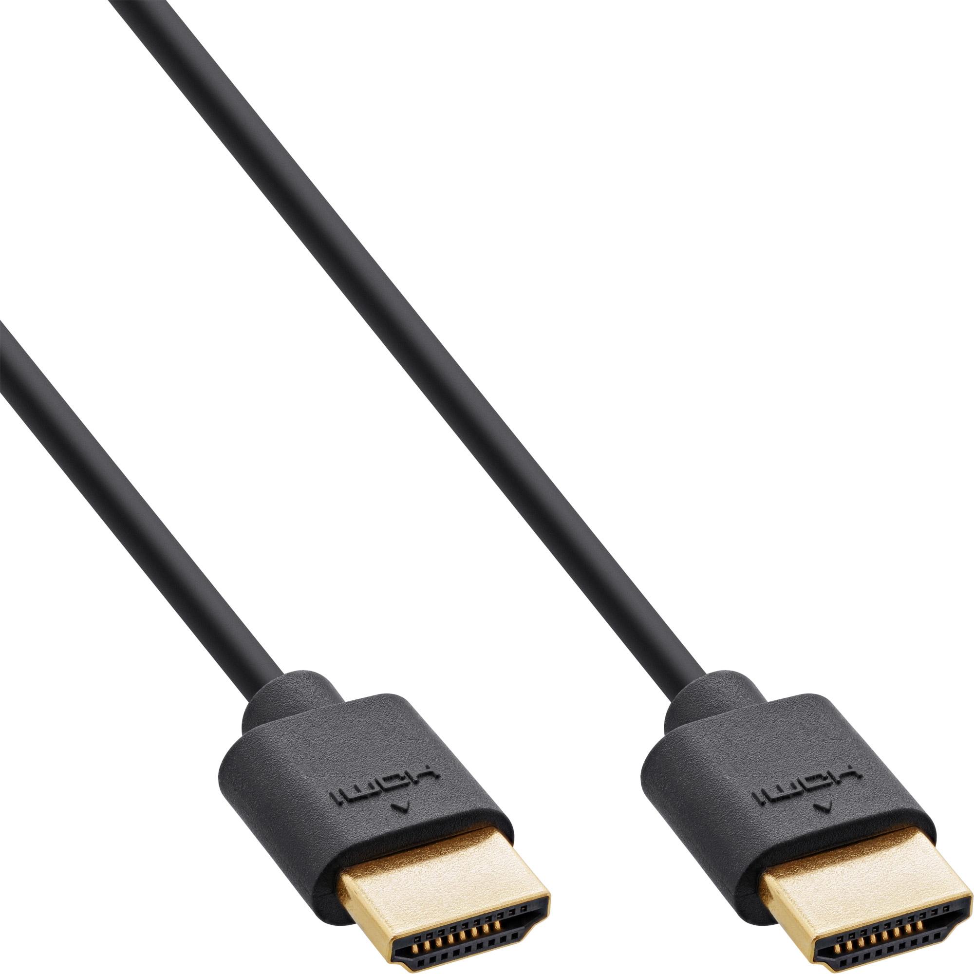InLine Slim Ultra High Speed HDMI Kabel 8K4K Stecker Stecker schwarz gold (1 m, HDMI), Video Kabel