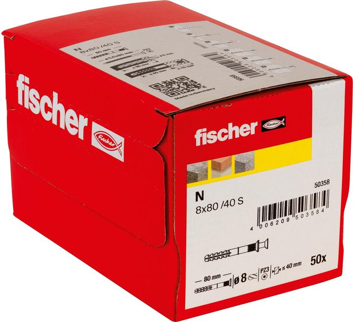 Actual product image Fischer Nail anchor N 8x80/40 S (50 pcs.)