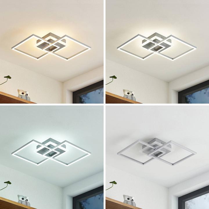 Produktbild Lindby LED-Deckenlampe Fjardo CCT Quadrate, silber (1240 lm)