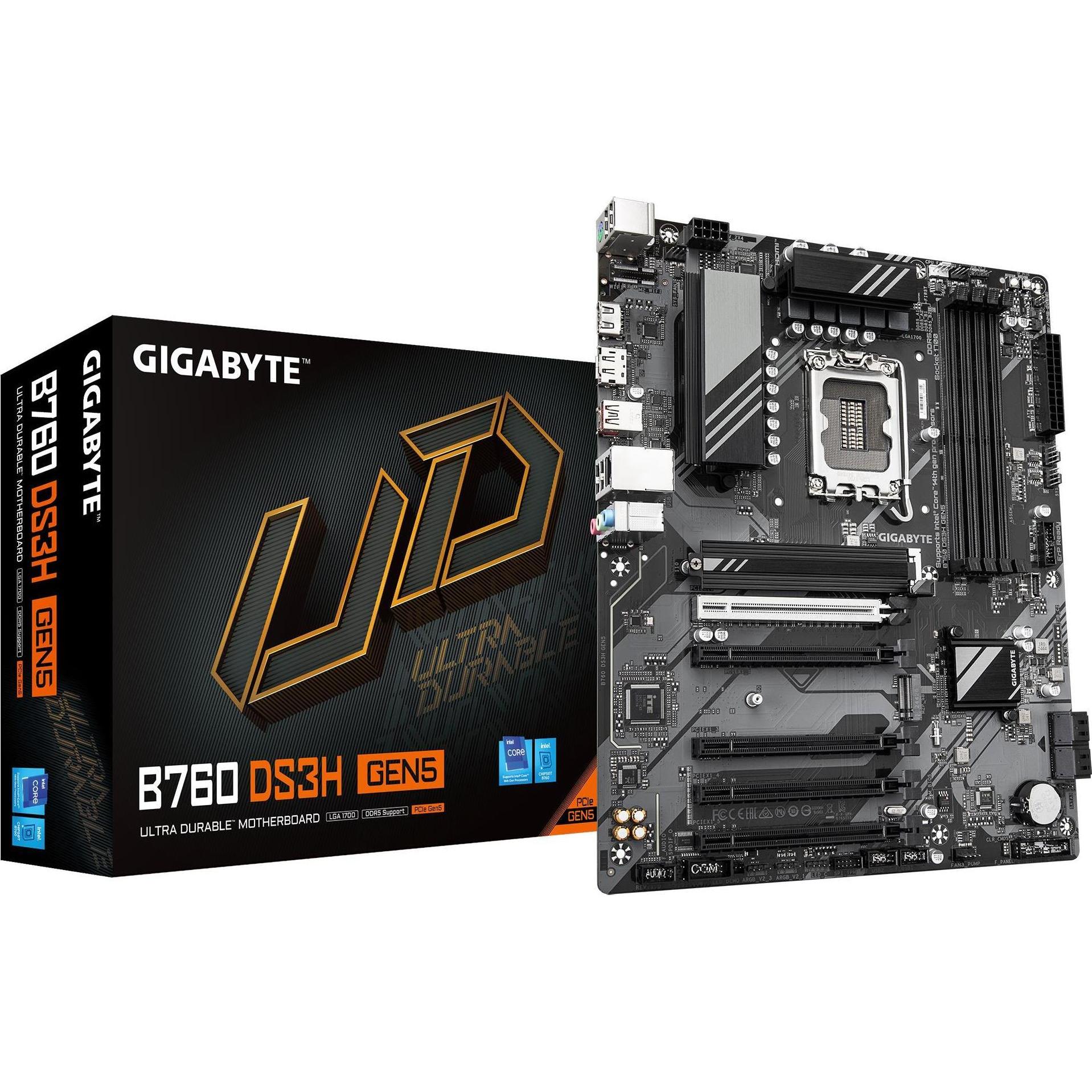 Gigabyte B760 DS3H GEN5 (B760,S1700,ATX,DDR5) (LGA 1700, Intel B760 Express, ATX), Mainboard