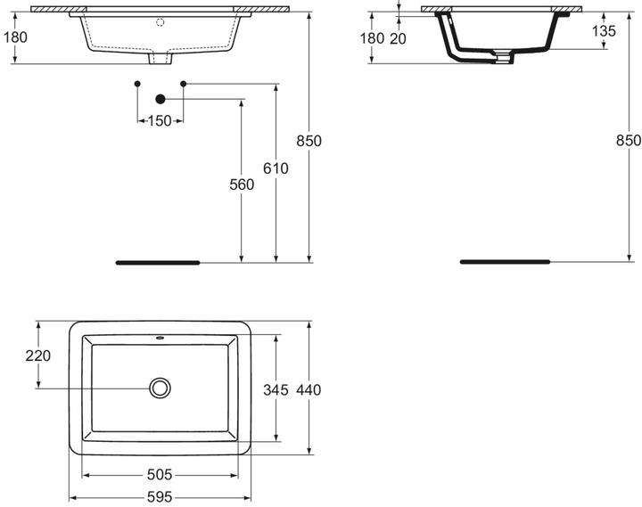 Actual product image Ideal Standard Strada Undercounter washbasin 595mm K0779 (440 mm, 595 mm)