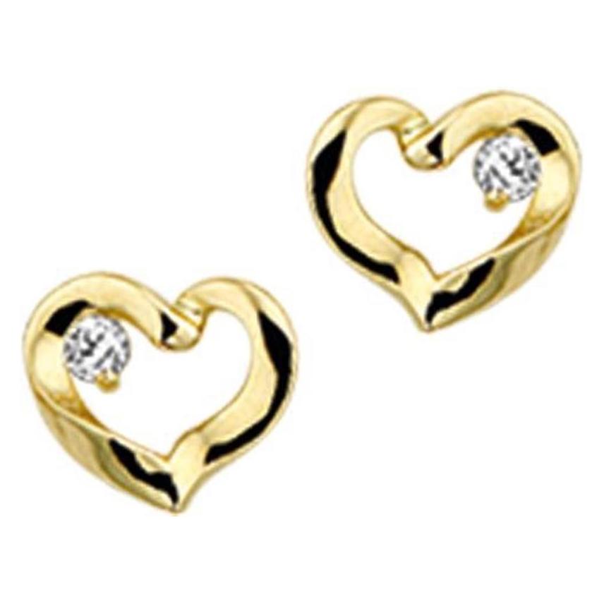 Marie, Oorbellen, Celeste Cuttin Heart Zirkonia - Gold, (14 Karaat Geelgoud)