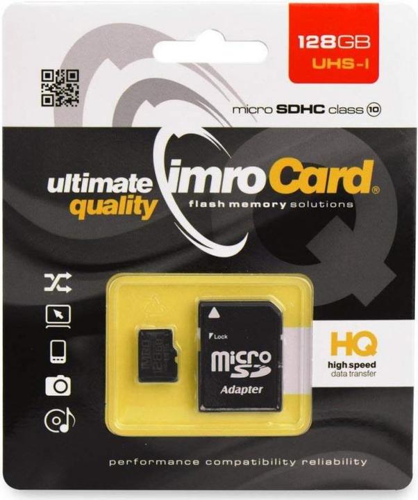 Productafbeelding IMRO 10/128G UHS-I ADP Geheugenkaart 128 GB MicroSDHC Klasse 10 (128 GB, microSDHC, U1, UHS-I)