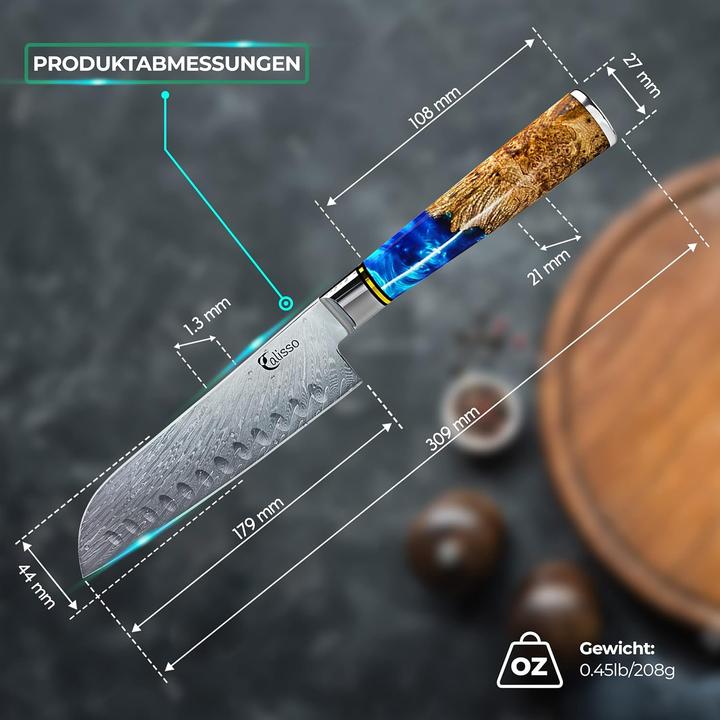 Produktbild Calisso Santoku Damastmesser (17.80 cm)