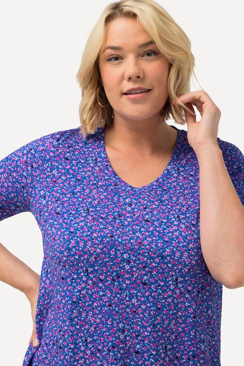 Image du produit Ulla Popken T-shirt long à imprimé. Ligne A, col V et manches courtes (50, 52)