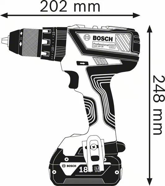 Image du produit Bosch Professional Perceuse-visseuse à percussion sans fil GSB 18V-28, 2 batteries GBA 18V, chargeur rapide. GAL 18V-40 (Fonctionnement sur batterie)