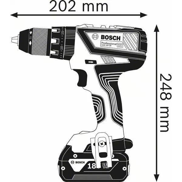 Thumbnail - Bosch Professional, Bohrmaschine + Akkuschrauber, Akku-Schlagbohrschrauber GSB 18V-28, 2 Akku GBA 18V, Schnellladege. GA...